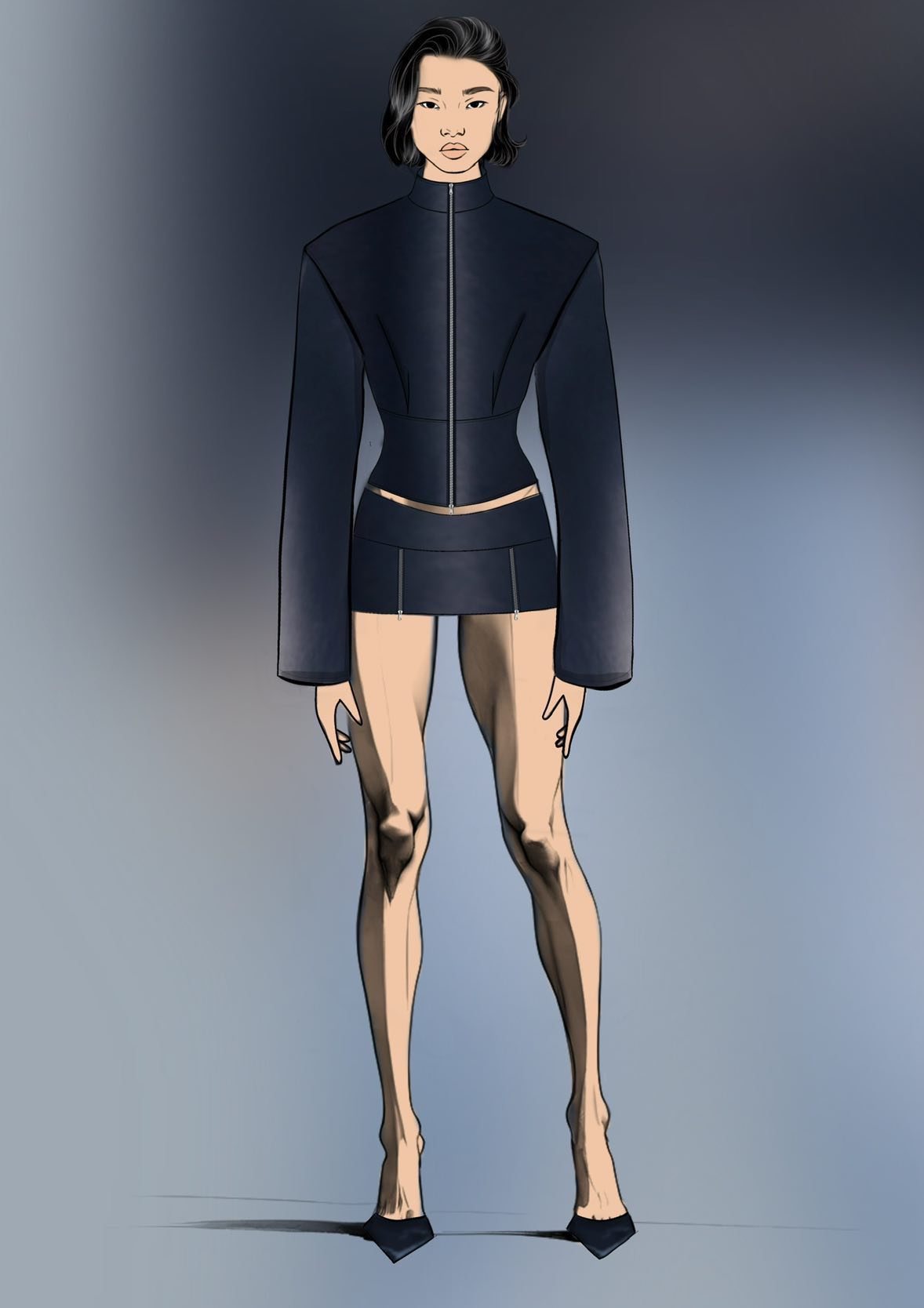 Generate Sewing Patterns from Images: How a Designer Used La Vipère to Generate Patterns for a Jacket and Skirt Leather Set from a Fashion Sketch